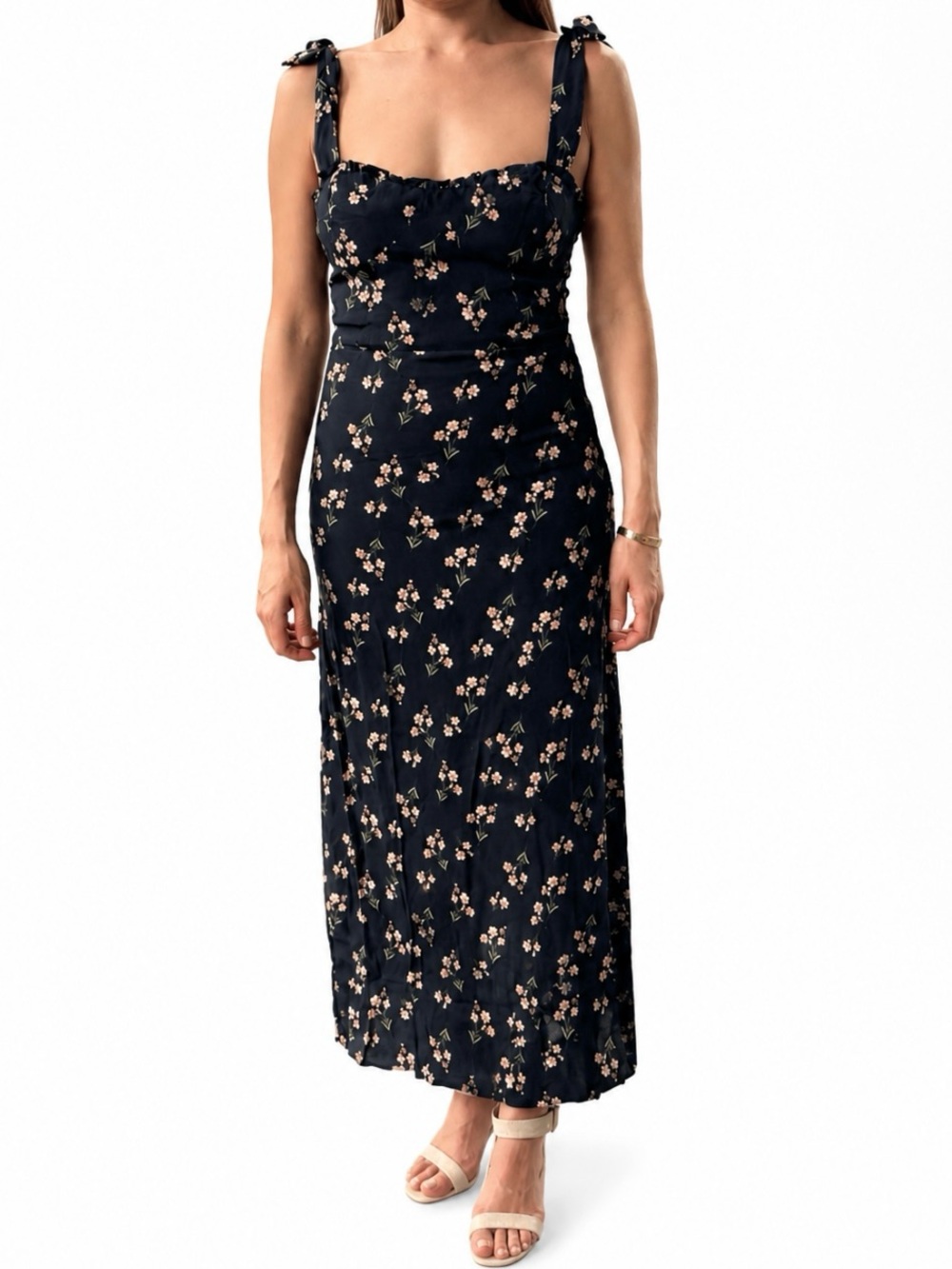New Black Floral Mimi Chica Midi Dress